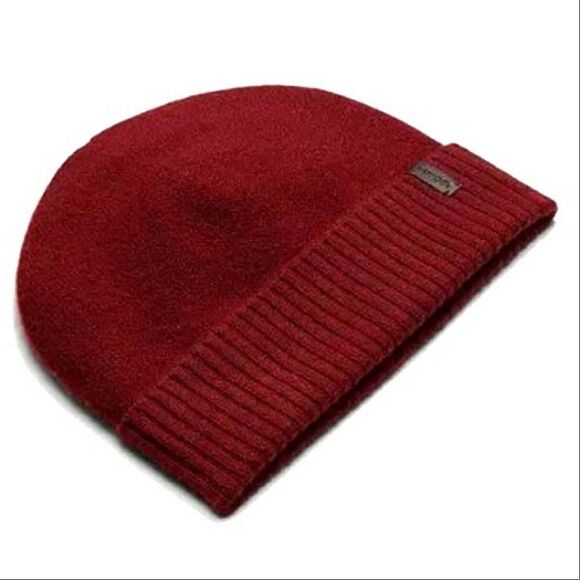 Vince Women\'s Red Pure Cashmere Reverse Jersey Cuffed Hat Size OS main image 8